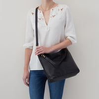 Hobo Pier Shoulder Bag Pebbled Leather Taupe