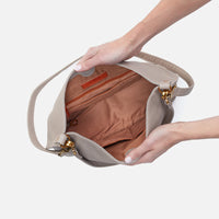 Hobo Pier Shoulder Bag Pebbled Leather Taupe