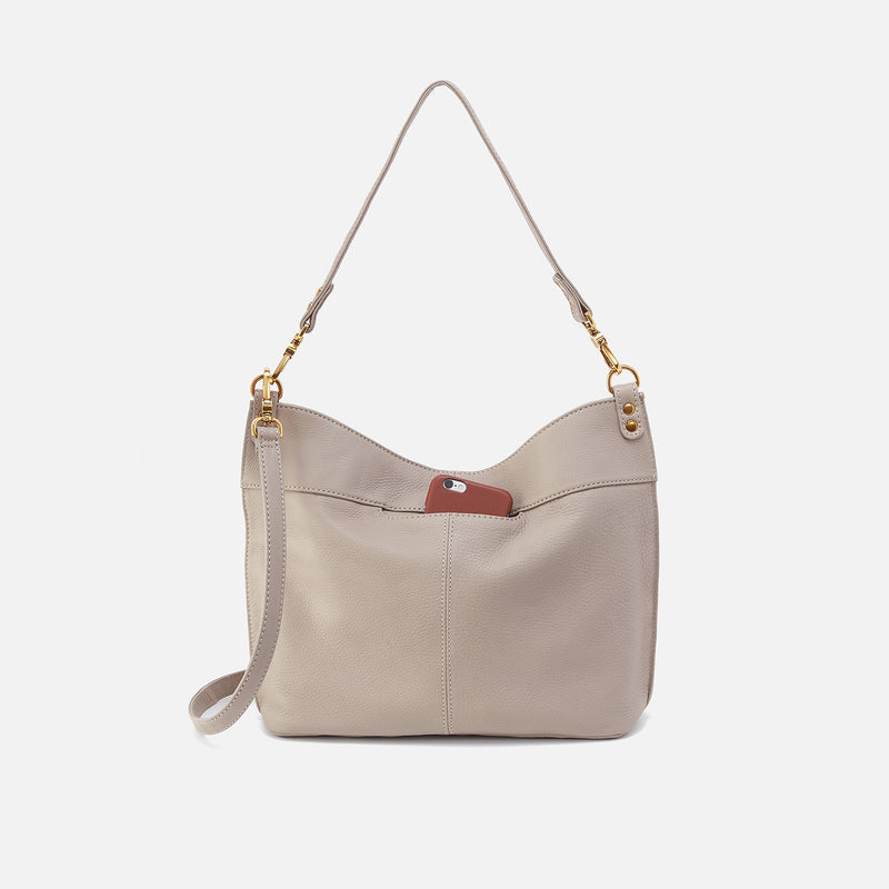 Hobo Pier Shoulder Bag Pebbled Leather Taupe