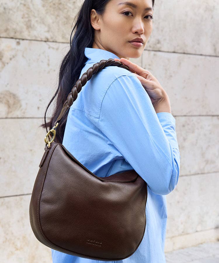 O My Bag Amsterdam Lana Leather Crossbody Bag - Chocolate / Soft Grain