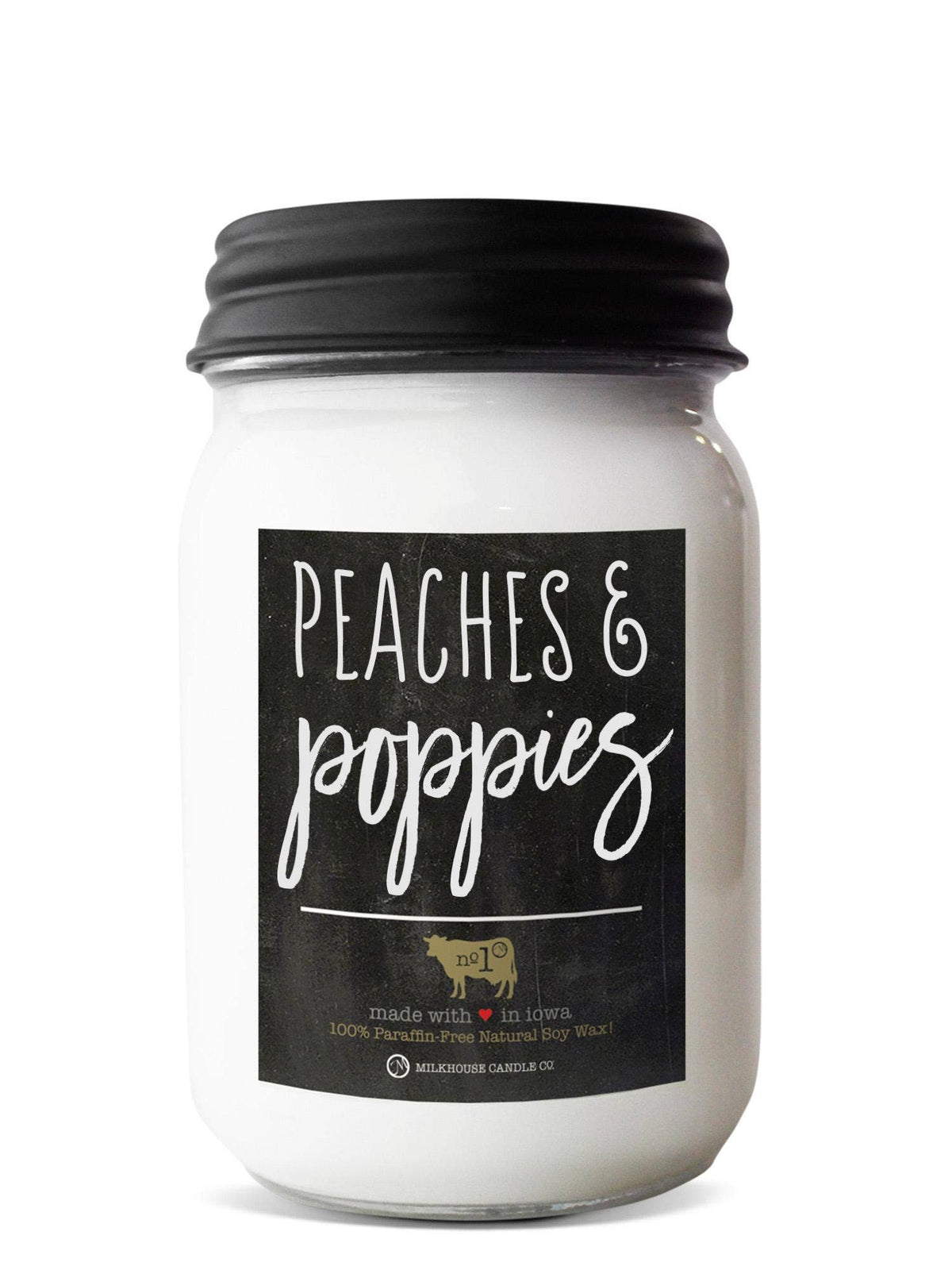 Milk House Mason Jar Candle Peaches & Poppies 13 oz