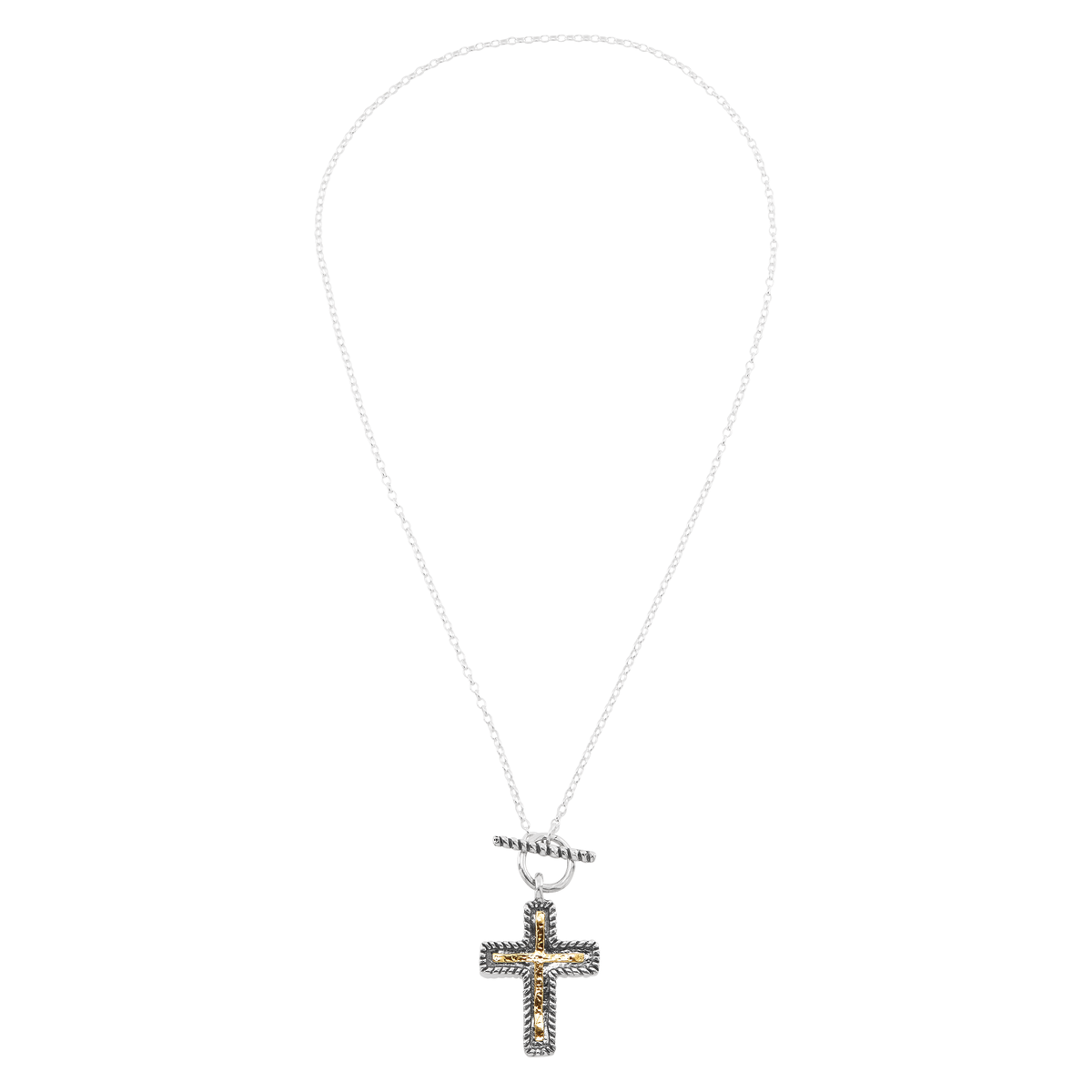 Silpada 'Stand in Contrast' Silver 14K Gold Platted Cross Necklace