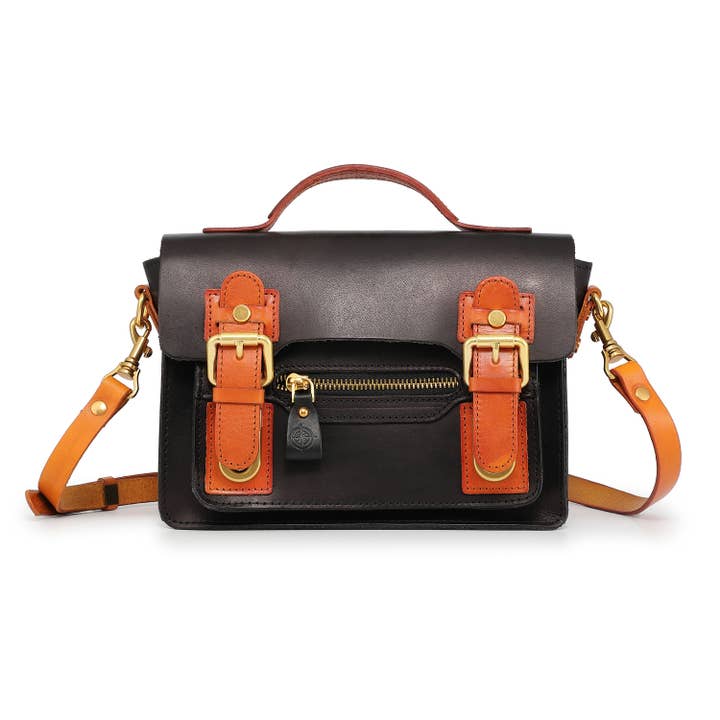 Old Trend Aster Mini Leather Satchel - Aqua or Black