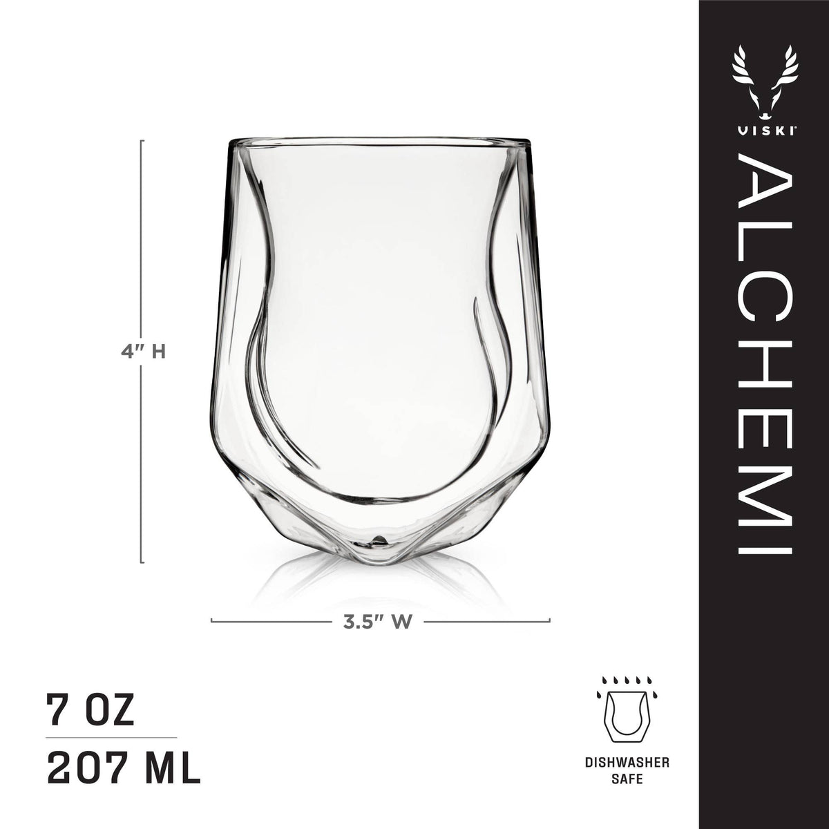 Viski Alchemi™ Double Walled Aerating Whiskey Tasting Glass