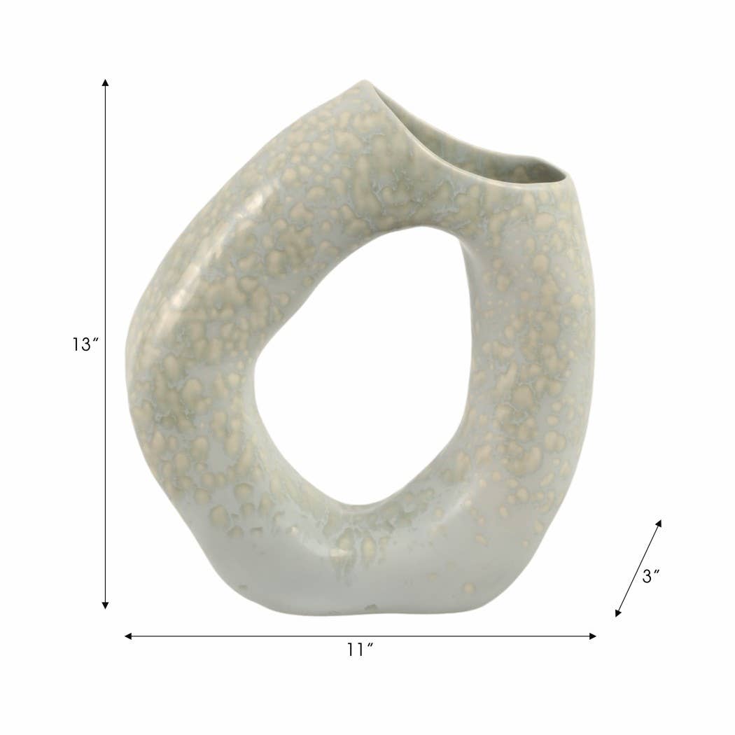 Gray Ceramic Decorative Vase - Ring Shape