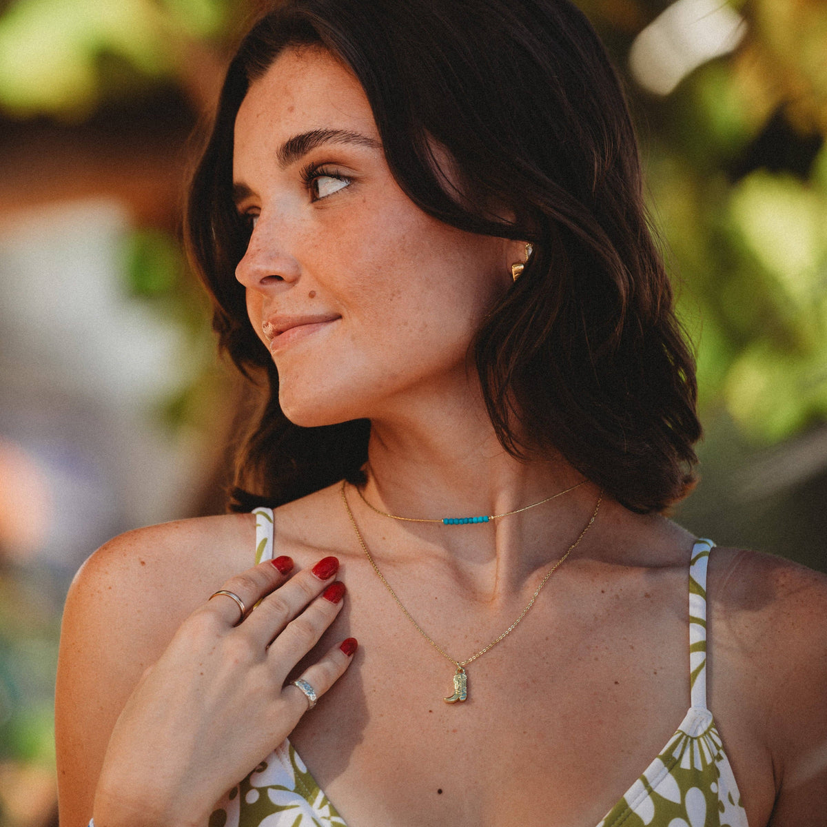 Kalani "Stride" Gold Boot with Turquoise Necklace Set