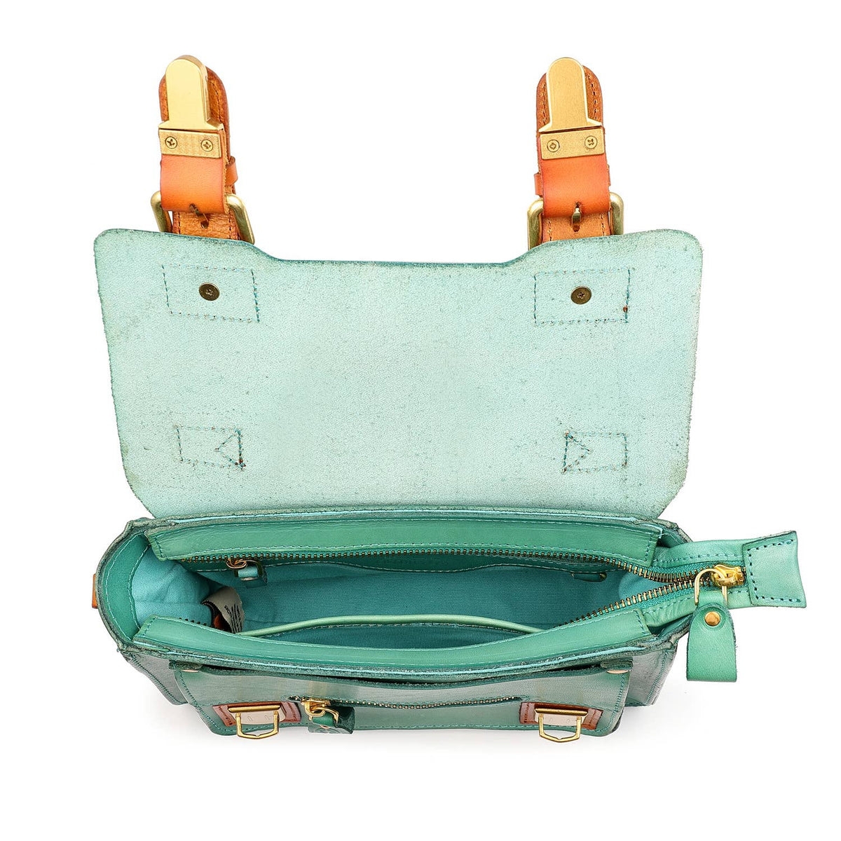 Old Trend Aster Mini Leather Satchel - Aqua or Black