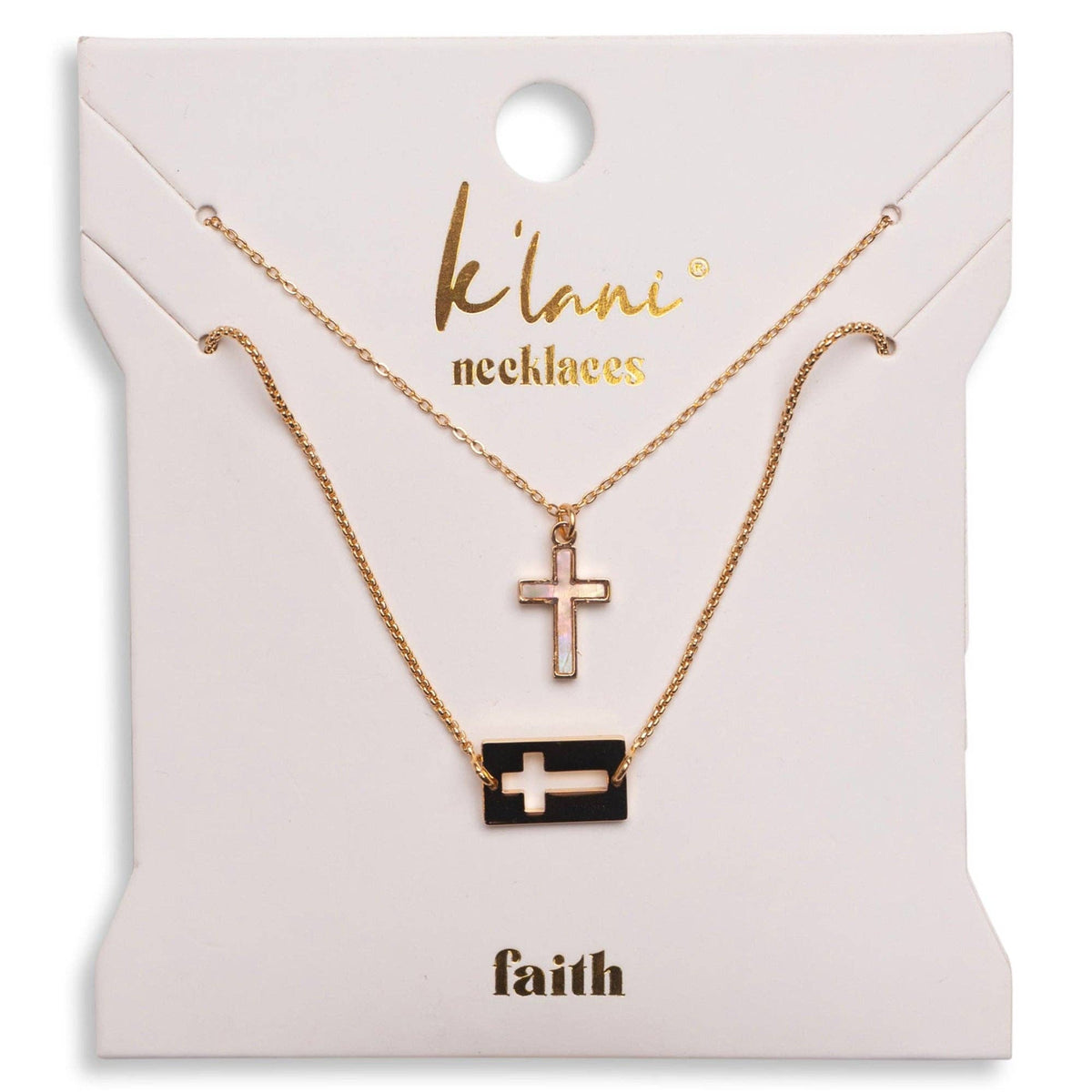 Klani "Faith" Necklace Set Gold Mother of Pearl
