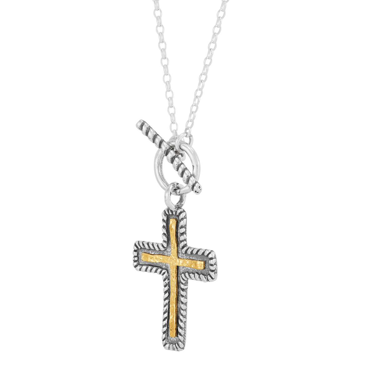Silpada 'Stand in Contrast' Silver 14K Gold Platted Cross Necklace
