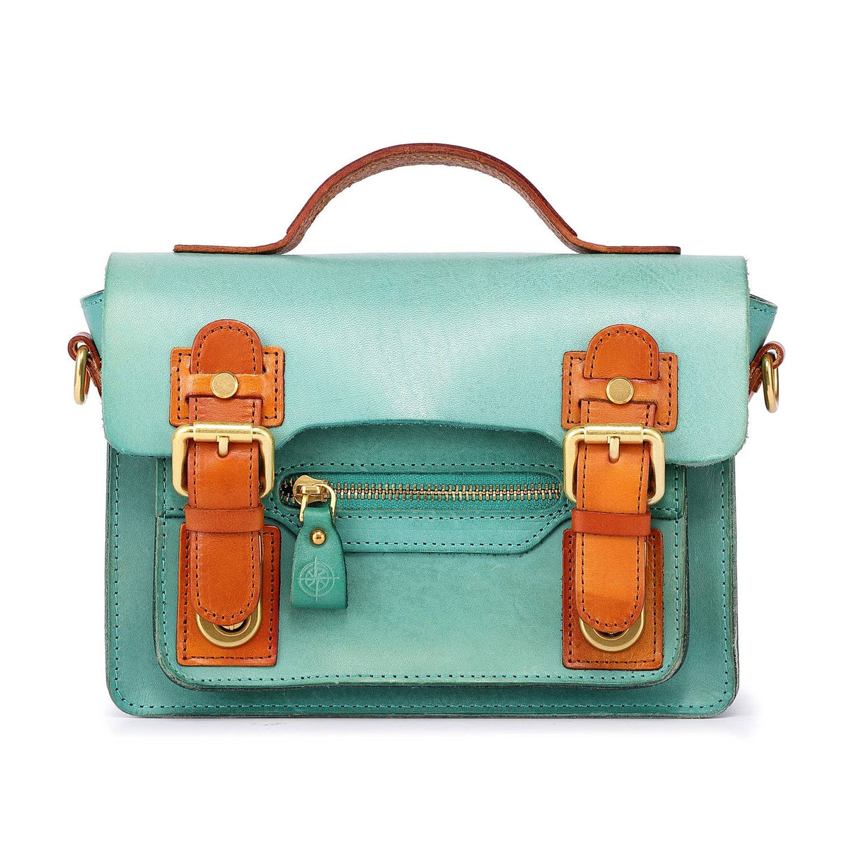 Old Trend Aster Mini Leather Satchel - Aqua or Black