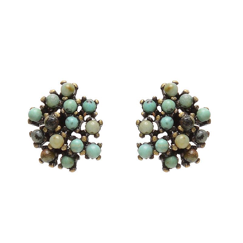 Rebel Designs New York Beaded Cluster Earring - African Turquoise, Light Turquoise