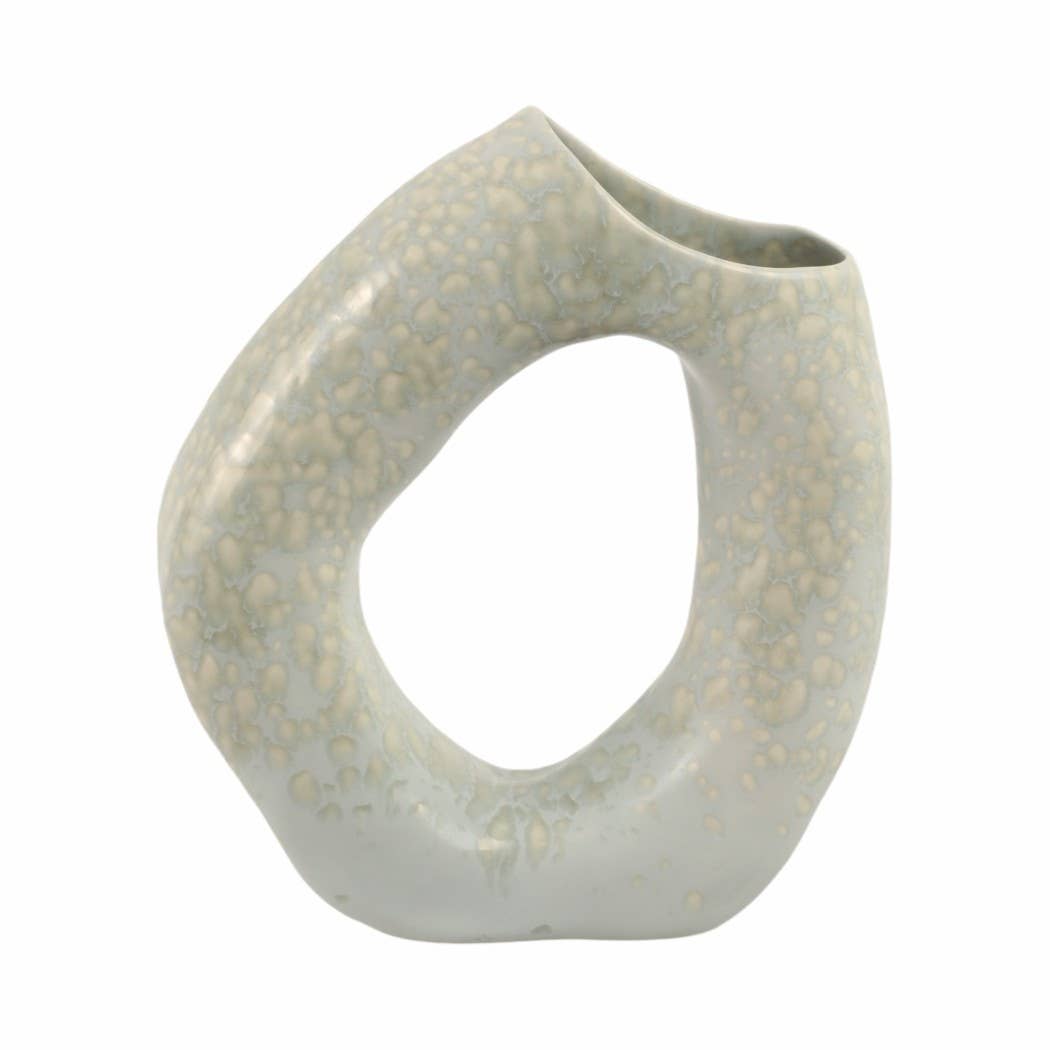 Gray Ceramic Decorative Vase - Ring Shape