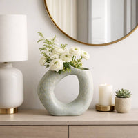 Gray Ceramic Decorative Vase - Ring Shape