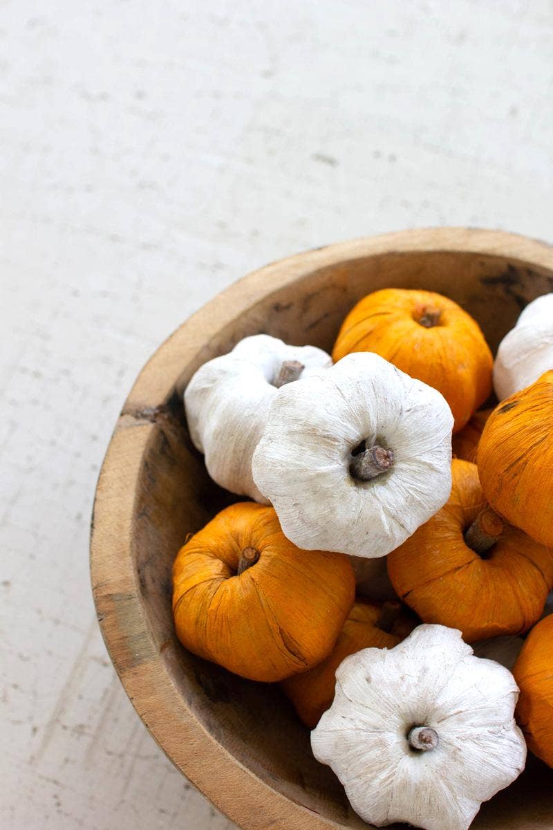 White Faux Dried Mini Pumpkins
