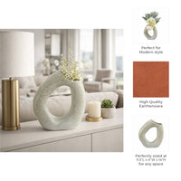 Gray Ceramic Decorative Vase - Ring Shape