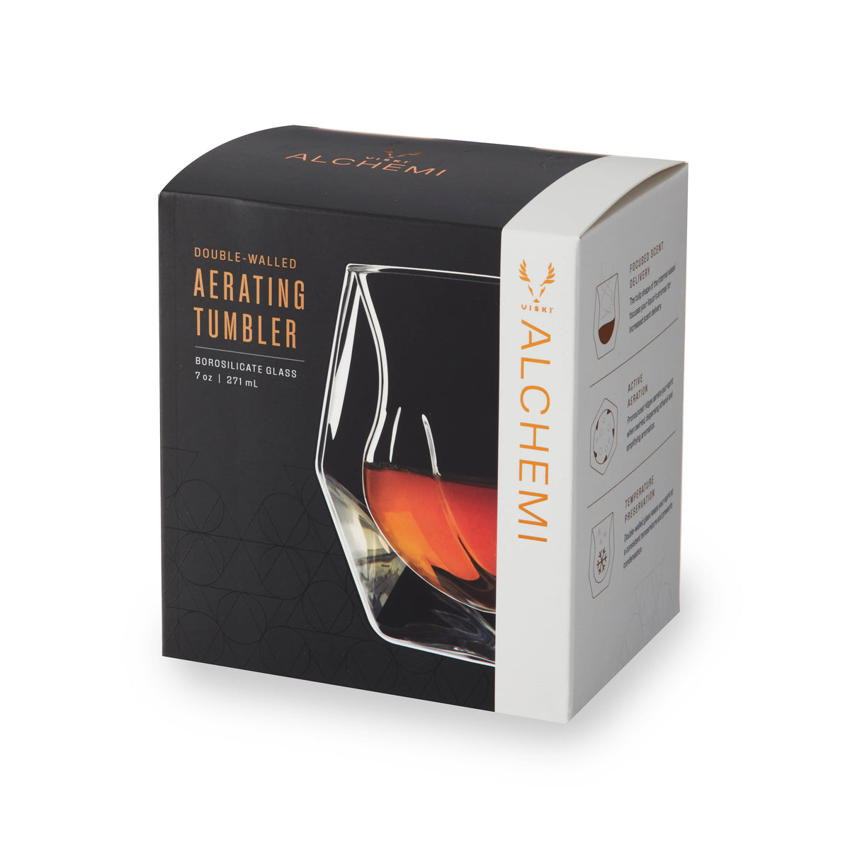 Viski Alchemi™ Double Walled Aerating Whiskey Tasting Glass