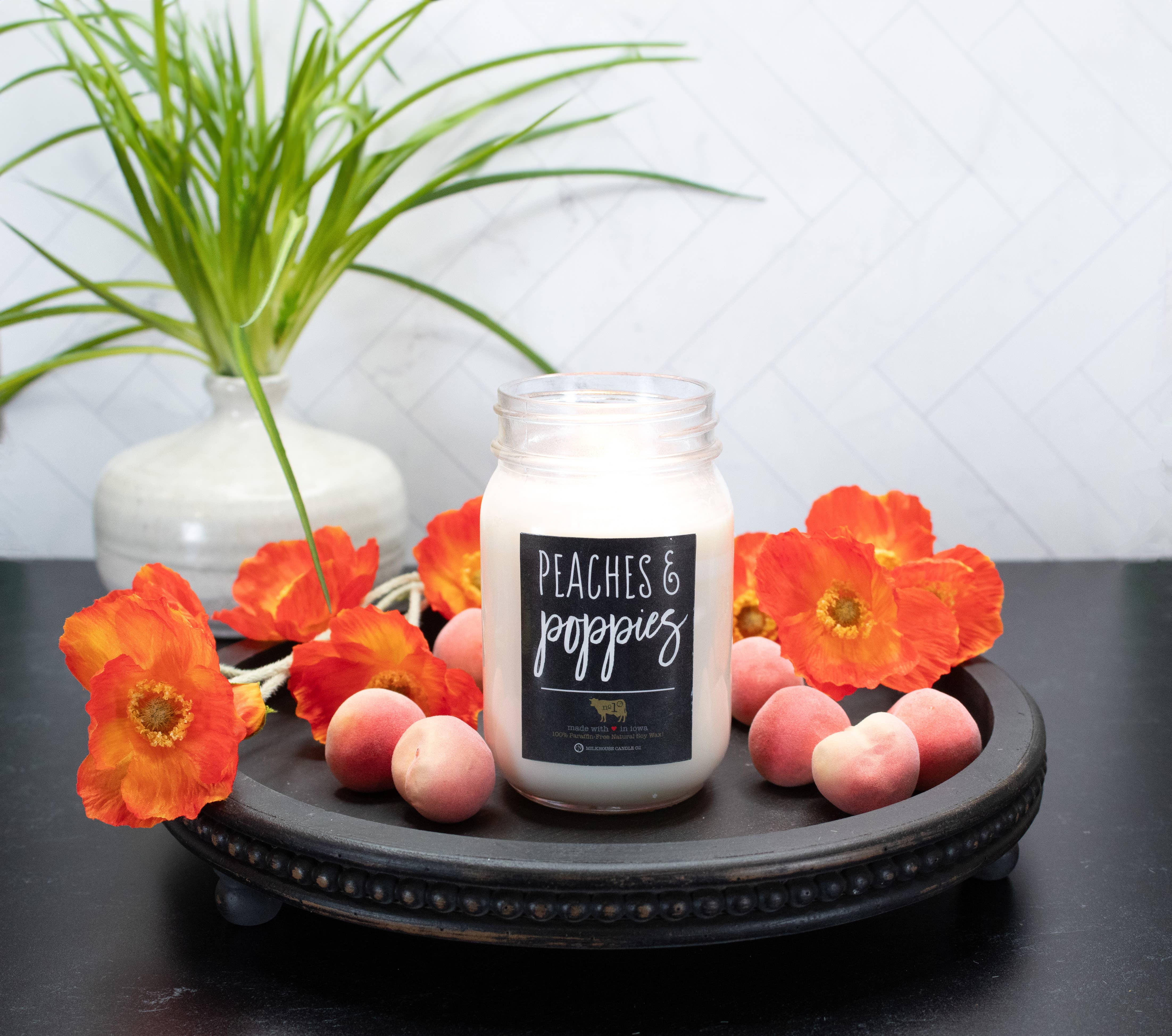 Milk House Mason Jar Candle Peaches & Poppies