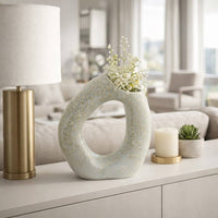 Gray Ceramic Decorative Vase - Ring Shape