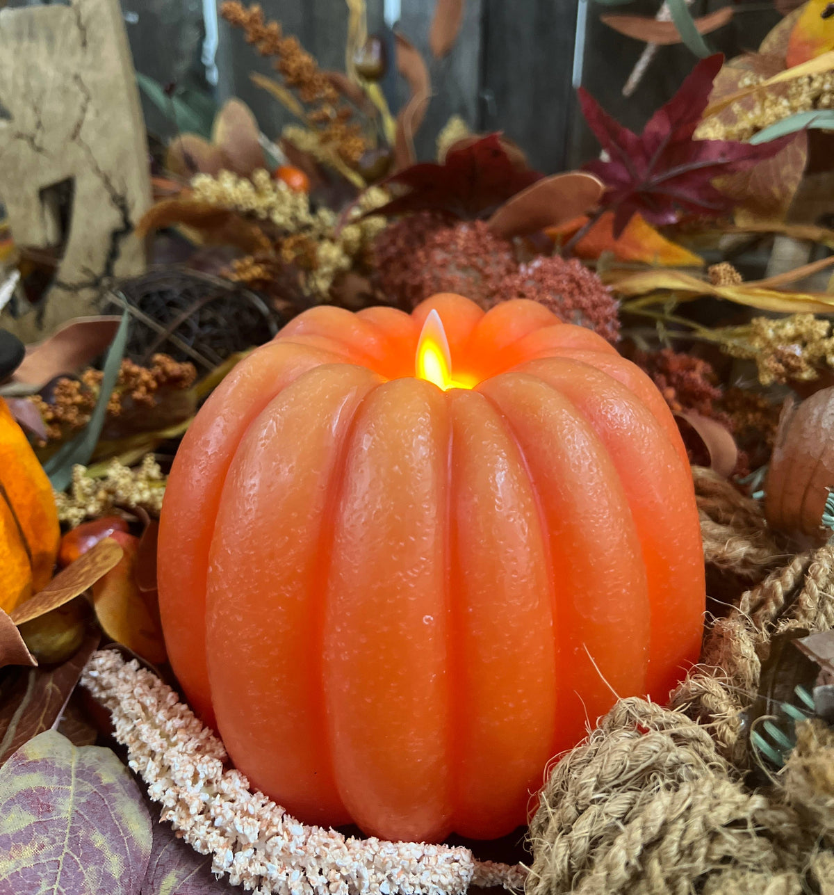 Pumpkin LED Flameless Candle Size: 6x5 in.