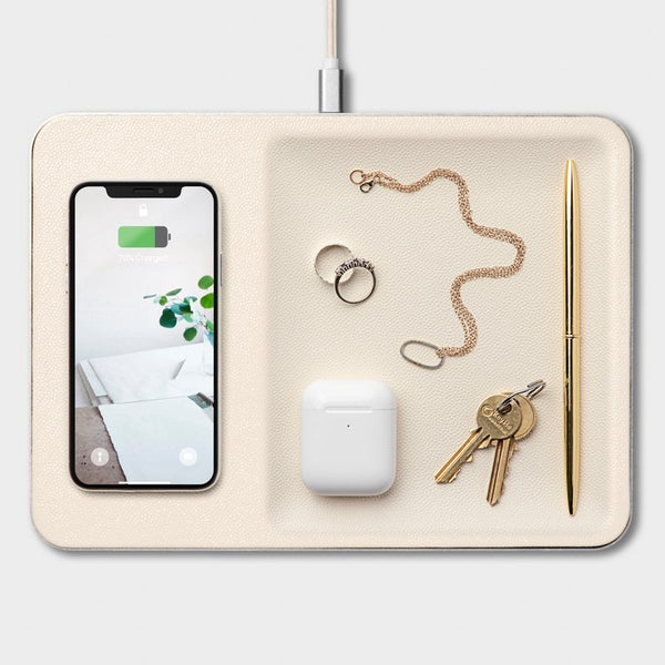 Courant Catch: 3 Wireless Charging Accessory Tray - Bone