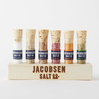 Jacobsen Salt Co. Six Vial Set Infused Salt With Wooden Stand