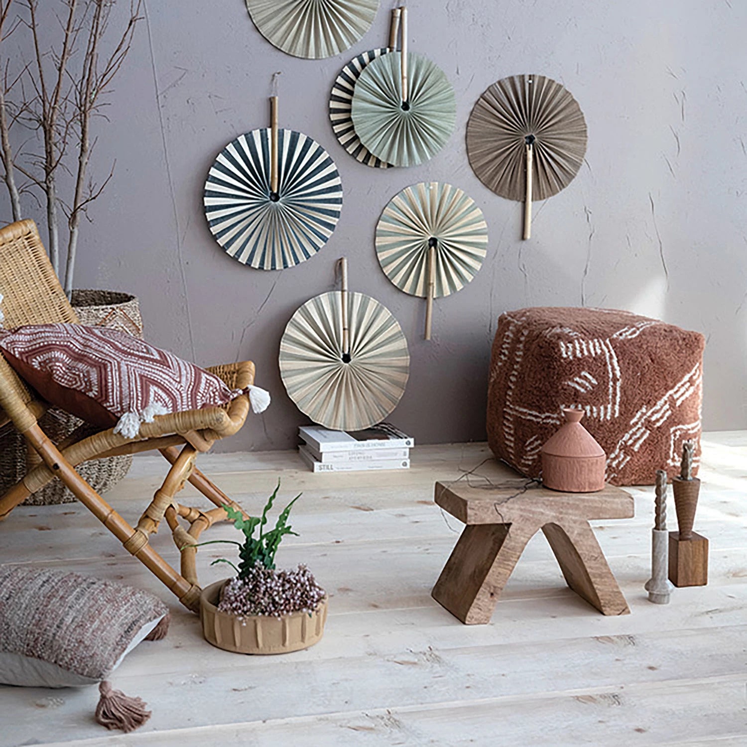 Bloomingville 18" Cotton Printed Pillow w/ Embroidery & Tassels - Thumbnail 4