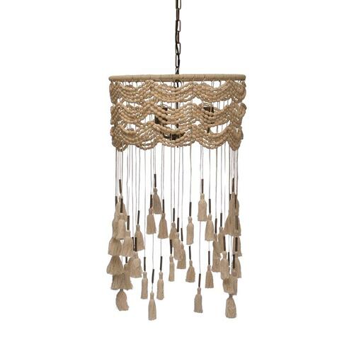 Bead Pendant Lamp with Lights and Tassels