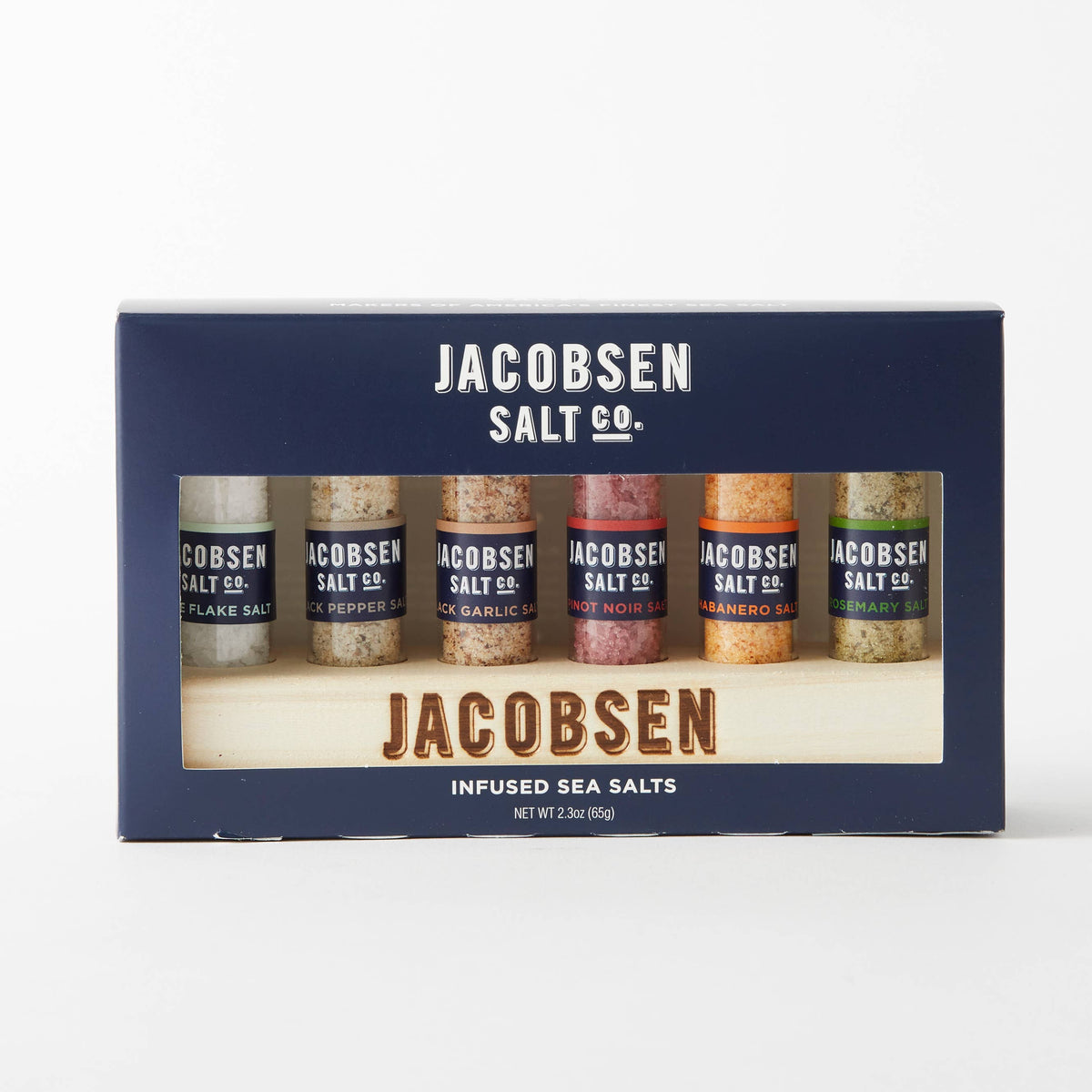 Jacobsen Salt Co - Six Vial Set Infused Salt With Wooden Stand