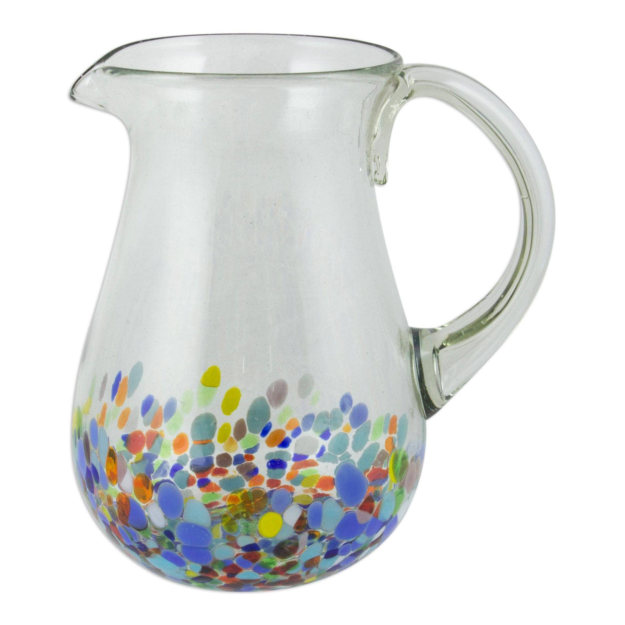 NOVICA Confetti Festival Blown Glass Pitcher