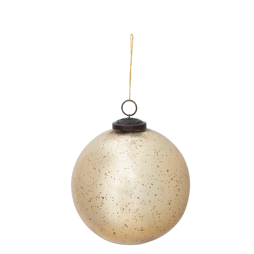 Creative Coop 6” Round Mercury Glass Ornament/ Gold