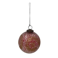 Creative Coop 3” Round Mercury Glass Ornament / RED